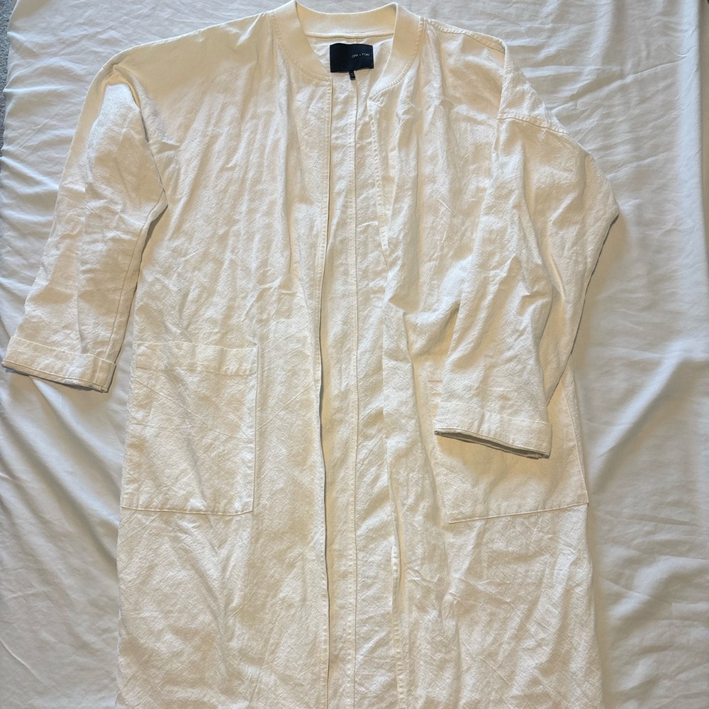 Linen open front coat